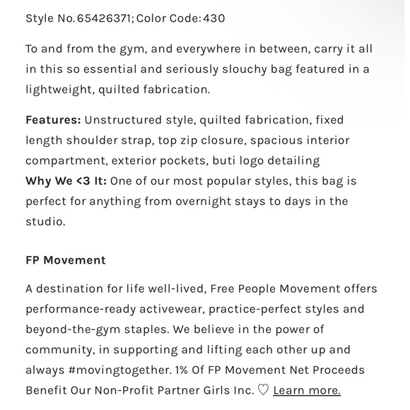 Free People FP Movement Quilted Carryall Shoulder Bag Skyline Blue Gym Tote - Picture 8 of 9